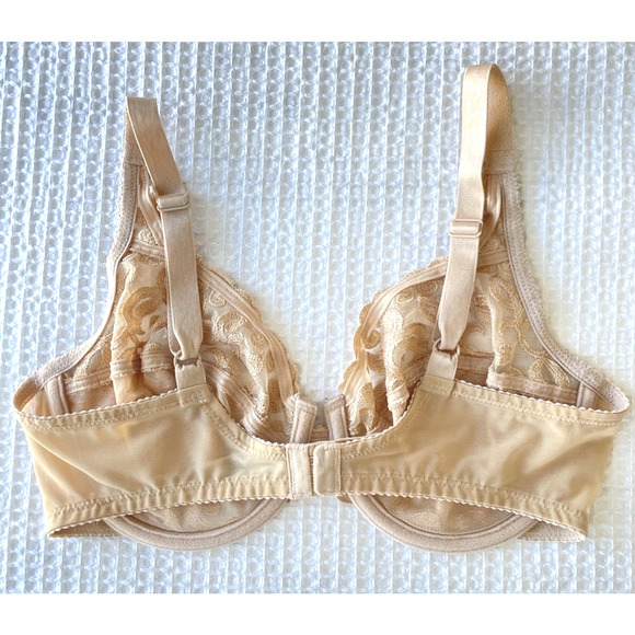 Wacoal Bra Size 34D Arabesque Embroidered Underwire Lace Nude Beige - Picture 3 of 5